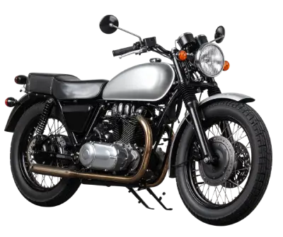 Moto classique avec réservoir argenté