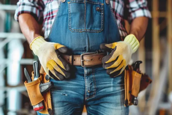 Ouvrier avec ceinture à outils